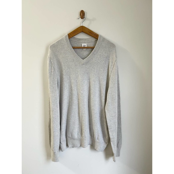 Gap Other - Gap Mens V-Neck 100% Merino Wool Pullover Sweater Gray Heather XL
